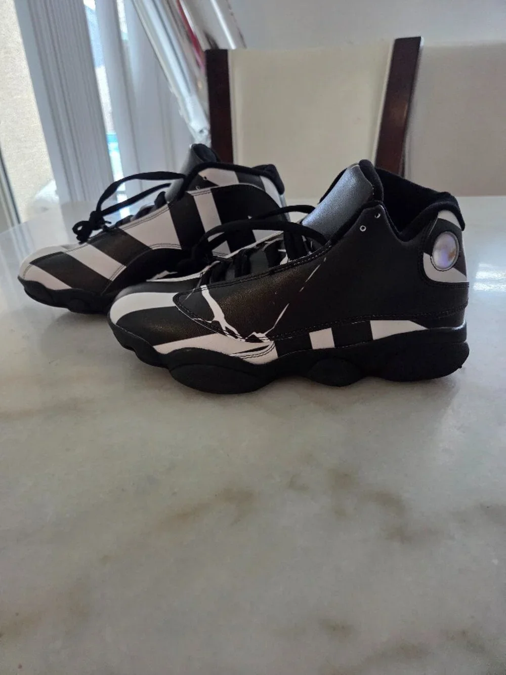 Men’s Black & White High‑Top Sneakers • Custom Design • Size 9